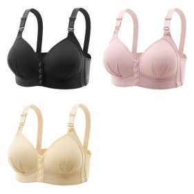 Large Size Front Button Underwear Nursing Without Steel Ring Push Up (Option: Black Skin Bean-42or95)