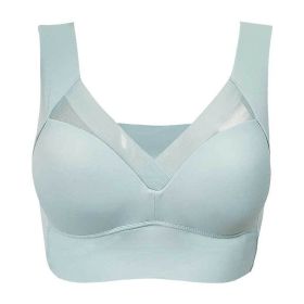 Receiving Breast Bra Without Steel Ring Ladies Vest Underwear (Option: Grey blue-5XL-1PC)